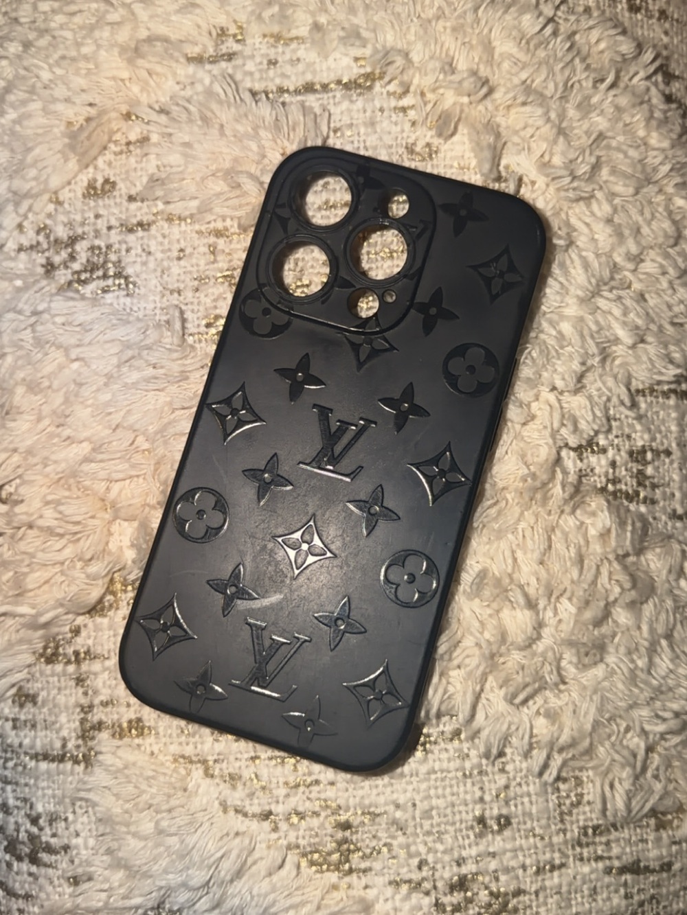 Louis Vuitton Black Monogram Embossed Phone Case